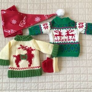 🍀NEW! Maker’s Mark Festive Knit Bottle Sweater Set with Reindeer Design